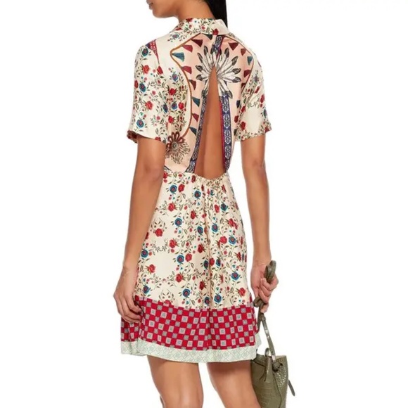 Ayeon Open-Back Floral-Print Silk-Twill Mini Shirt Dress - Picture 2 of 4